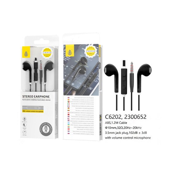 ONEPLUS EARPHONES C6202 NE WITH VOLUME CONTROL MICROPHONE 1.2M BLACK